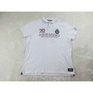 McGregor Polo Shirt Mens Extra Large White Cotton Monoco Grand‎ Prix Racing*